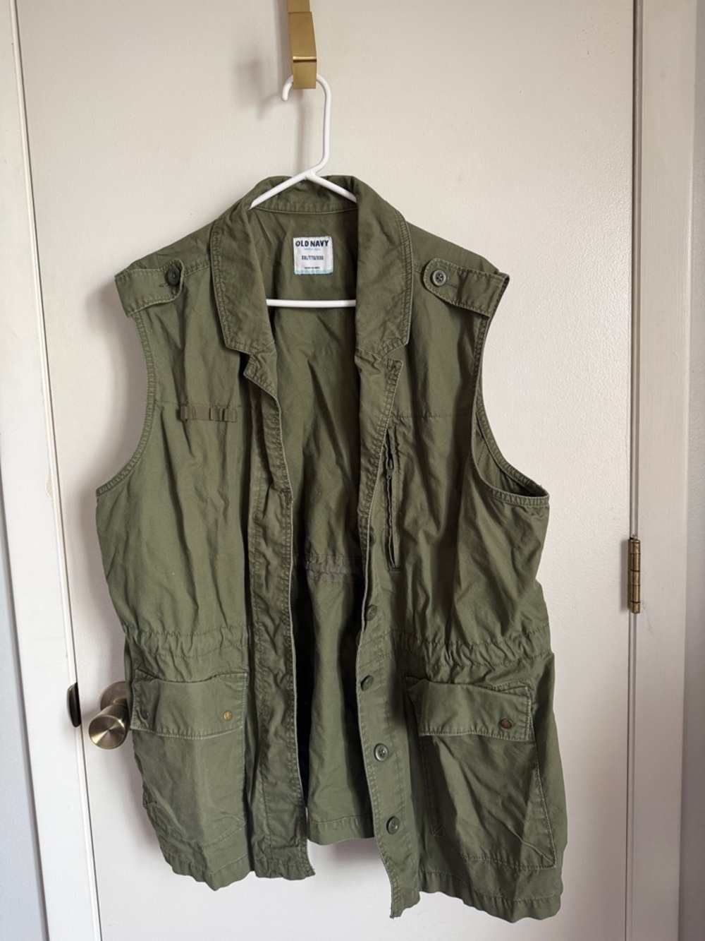 Old Navy Olive Green Sleeveless Utility Jacket Vest